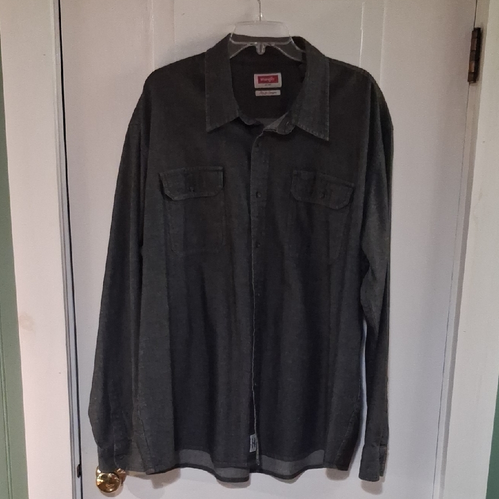 Wrangler Men's Dark Gray Lightweight Button-Up Shirt Jacket